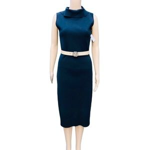 Blumarine Neiman Marcus NWT black knit sleeveless turtleneck with buttons Sz 8